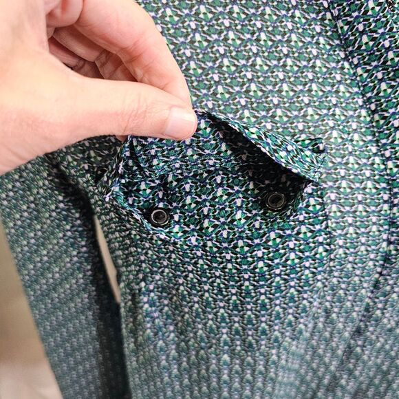 I Heart Ronson Teal Button Front Blouse Size Medium - Picture 4 of 10